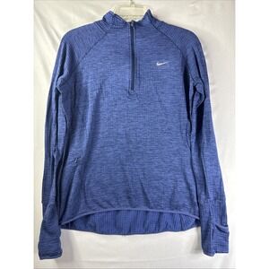 Nike Dri-Fit Womens Quarter Zip Size Medium Blue Long Sleeve